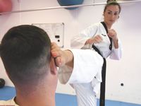 Barefoot Karate Facekicks