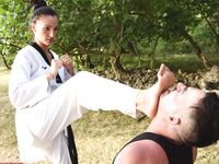 Barefoot Karate Facekicks