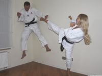 Barefoot Karate Facekicks