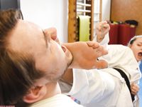 Barefoot Karate Facekicks