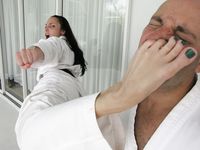 Barefoot Karate Facekicks