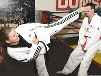 Barefoot Karate Facekicks