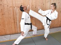Barefoot Karate Facekicks