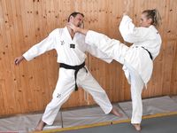 Barefoot Karate Facekicks