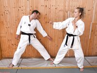 Barefoot Karate Facekicks