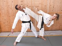 Barefoot Karate Facekicks