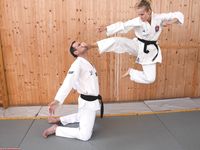 Barefoot Karate Facekicks