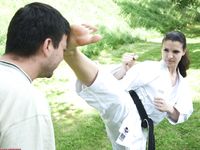 Barefoot Karate Facekicks