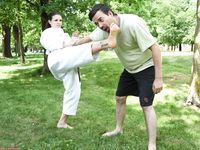 Barefoot Karate Facekicks