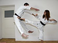 Barefoot Karate Facekicks