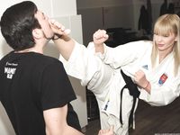 Barefoot Karate Facekicks