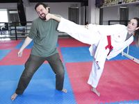 Barefoot Karate Facekicks