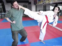 Barefoot Karate Facekicks