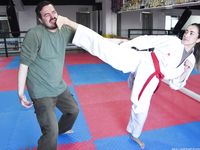 Barefoot Karate Facekicks