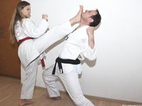 Barefoot Karate Facekicks