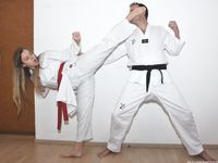 Barefoot Karate Facekicks