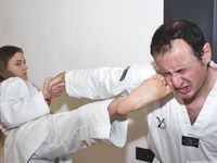 Barefoot Karate Facekicks