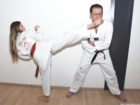 Barefoot Karate Facekicks