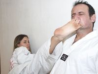 Barefoot Karate Facekicks