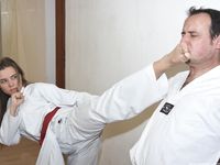 Barefoot Karate Facekicks
