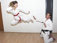 Barefoot Karate Facekicks