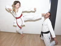 Barefoot Karate Facekicks