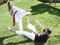 Barefoot Karate Facekicks