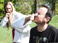 Barefoot Karate Facekicks