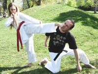Barefoot Karate Facekicks