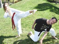 Barefoot Karate Facekicks