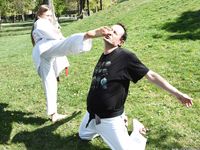 Barefoot Karate Facekicks
