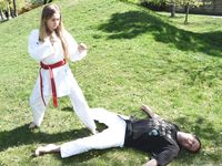 Barefoot Karate Facekicks