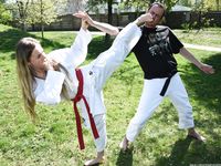 Barefoot Karate Facekicks