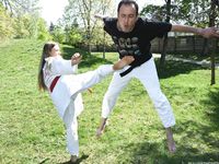 Barefoot Karate Facekicks