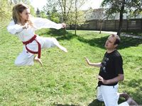 Barefoot Karate Facekicks