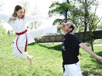 Barefoot Karate Facekicks