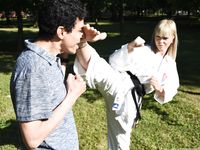 Barefoot Karate Facekicks