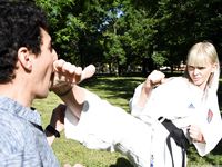 Barefoot Karate Facekicks