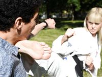 Barefoot Karate Facekicks