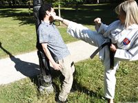 Barefoot Karate Facekicks