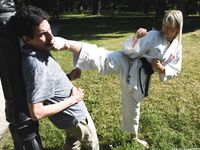 Barefoot Karate Facekicks