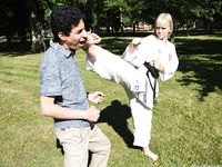 Barefoot Karate Facekicks