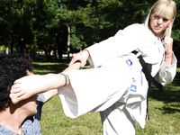 Barefoot Karate Facekicks