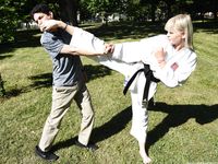 Barefoot Karate Facekicks