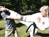 Barefoot Karate Facekicks