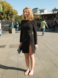 Feet - Ekaterina - 2016-08-08 Blonde in a black dress