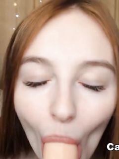 Cute Teen Sucks Huge Toy Real Good