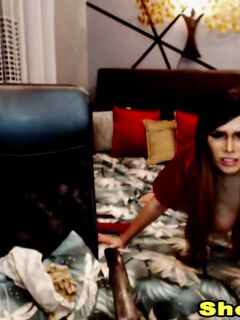 Two Hot Shemales Cumming Hard On Cam