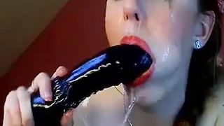 Aurelie Gagging On Big Dildo