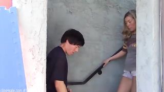 College Girl ballbusting in boots